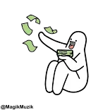 🔝 tiền, tiền mặt, thành công, ăn mừng, hoạt hình, giàu có telegram sticker