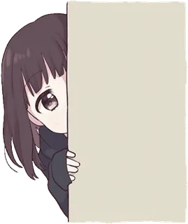 👀 Anime, Mädchen, Verstecken, Cartoon, Charakter whatsapp sticker