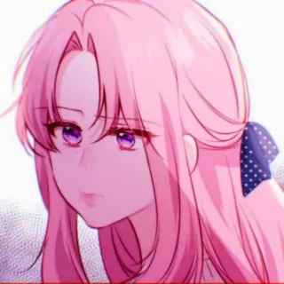 🎟 Anime, Dziewczyna, różowe włosy, fioletowe oczy, portret telegram sticker