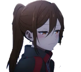 😳 anime, ragazza, imbarazzata, coda di cavallo, arrossendo telegram sticker