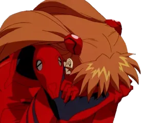😣 Deadpool Neon Genesis Evangelion Deadpool, Asuka Langley Soryu, Neon Genesis Evangelion, Anime, Marvel, Crossover whatsapp sticker