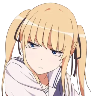 😑 アニメ, 女の子, 金髪, ツインテール, 表情, 漫画 telegram sticker