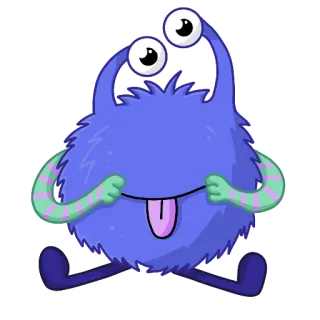 😜 怪物, 卡通, 可爱, 紫色, 舌头 telegram sticker