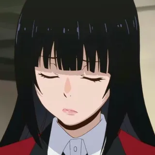 ☕️ Yumeko Jabami Kakegurui Anime, Garota, Cabelo preto, Jaqueta vermelha, Kakegurui, Yumeko Jabami, Mangá telegram sticker
