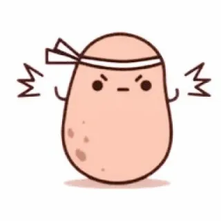 💭 aardappel, hoofdband, boos, cartoon, schattig, kawaii whatsapp sticker