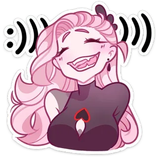 😄 cartoon, roze haar, vrouwelijk, anime, glimlachend, schattig whatsapp sticker