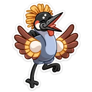 🕺 pájaro, grulla, animal, dibujo animado, pegatina telegram sticker