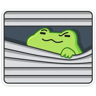 😑 katak, jendela, tirai, mengintip, kartun, hewan, hijau, imut whatsapp sticker