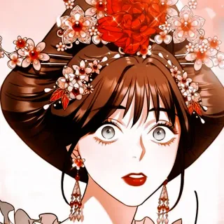 💐 Anime, Mulher, Flores, Menina, Retrato, Desenho animado, Adorno de cabeça, Coreano whatsapp sticker
