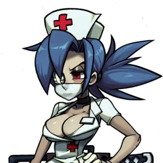 🙄 Valentine Skullgirls nurse, anime, video game, female, fighter telegram sticker