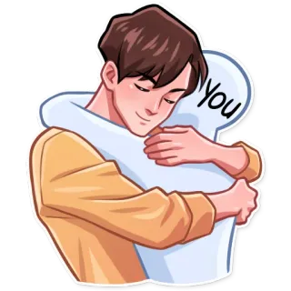 🤗 You przytulanie, miłość, uczucie, kreskówka, osoba whatsapp sticker