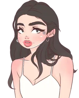 😟 cartone animato, donna, ragazza, ritratto, arte digitale telegram sticker