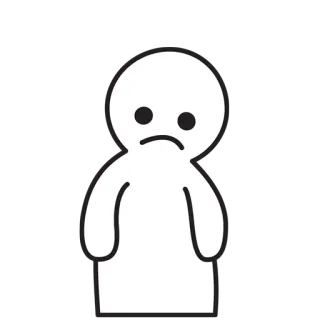 😕 sad, emotion, depressed, lonely, unhappy, white, simple telegram sticker