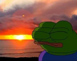 🌅 Pepe the Frog Pepe, rana, meme, atardecer, cultura de internet telegram sticker