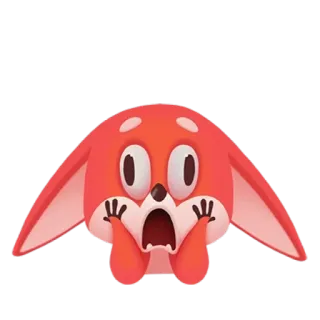 😱 Cartoon, Vos, Dier, Geschokt, Rood telegram sticker