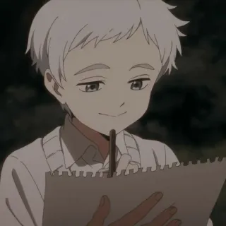 😇 Norman The Promised Neverland Anime, Charakter, Norman, The Promised Neverland, Zeichnung, Skizze telegram sticker