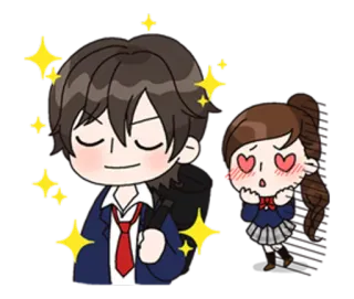 😍 Аниме, Школьная форма, Романтика, Блёстки, Любовь, Мультфильм whatsapp sticker