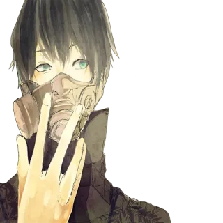 😶 Anime, Máscara de gás, Personagem, Ilustração, Mangá, Desenho, Arte telegram sticker