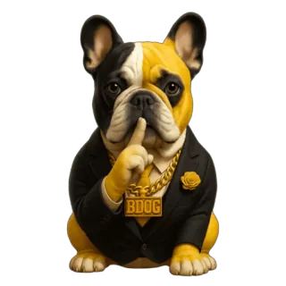 🤫 BDOG Hund, Bulldogge, Anzug, Gold, Luxus, Pssst, Geheimnis telegram sticker