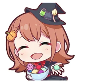 🌟 Anime, Bruxa, Halloween, Fofo, Doce, Chibi whatsapp sticker