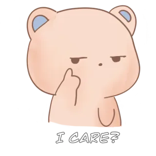 🤭 I CARE? bear, cartoon, offensive, middle finger, humor, attitude telegram sticker