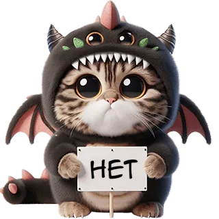 ❌ HET gatto, animale, carino, drago, costume telegram sticker