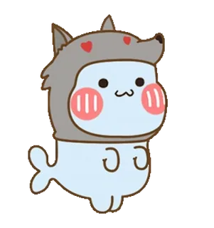 🐺 贴纸, 卡通, 可爱, 动物, 狼, 海豹 telegram sticker