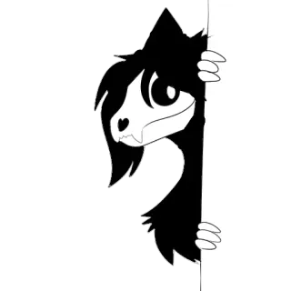 👀 Черно-белый, Существо, Пушистый, Монстр, Животное, Мультфильм whatsapp sticker