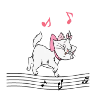 🎹 Marie The Aristocats gato, dibujos animados, rosa, música, disney, aristogatos, lindo telegram sticker