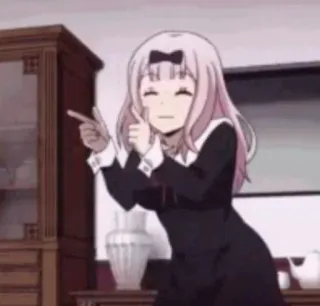 😎 Chika Fujiwara Kaguya-sama: Love Is War 动漫, 千花, 辉夜大小姐想让我告白, 恋爱战争, 指, 卡通, 女孩 telegram sticker