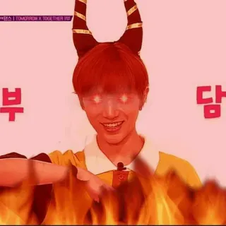 🌸 부
담 악마, 뿔, 사람, 불꽃, 빨간색, kpop telegram sticker