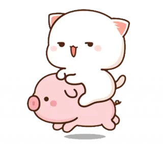🐷 chat, cochon, animal, mignon, dessin animé, autocollant whatsapp sticker