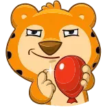 😈 мультик, тигр, животное, шарик, жест, самодовольный, оранжевый, милый telegram sticker