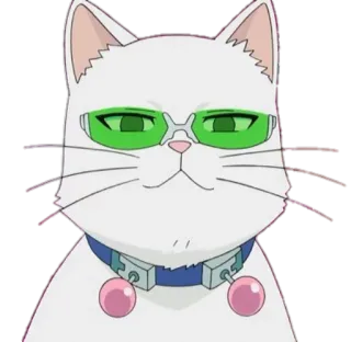 🐱 кот, животное, аниме, белый кот, очки telegram sticker