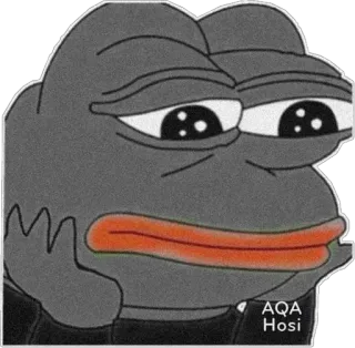 😐 Pepe the Frog AQA Hosi pepe, kikker, meme, verdrietig telegram sticker