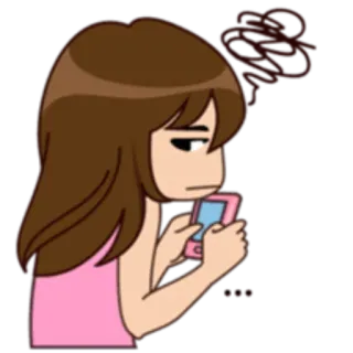 😒 Dessin animé, Femme, Téléphone, En colère, Numérique, Art telegram sticker