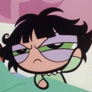 😴 Buttercup The Powerpuff Girls cartone animato, stanco, assonnato, scontroso telegram sticker