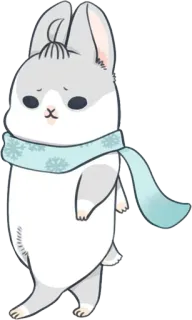 💨 królik, słodki, zwierzę, szalik, zima telegram sticker