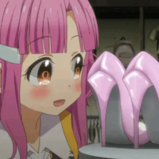 🌷 Anime, Mädchen, High Heels, Pinke Haare, Erröten, Süß telegram sticker