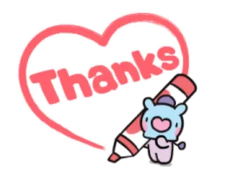 ❤️ Thanks спасибо, сердце, милый, кавай, маркер, мультфильм telegram sticker