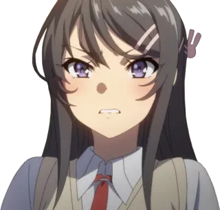 😠 Mai Sakurajima Rascal Does Not Dream of Bunny Girl Senpai Anime, Mädchen, Bunny Girl, Sakurajima, Mai, Genervt telegram sticker
