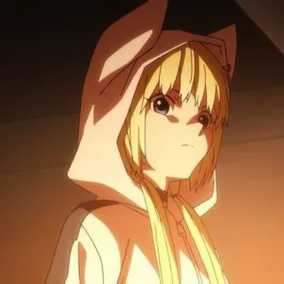 🐱 anime, girl, hoodie, blonde hair, cartoon, cute whatsapp sticker