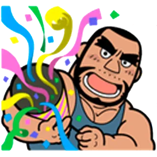 🎉 homem, confetes, celebração, desenho animado, festa, musculoso telegram sticker