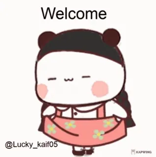 ☺️ Welcome salutation, dessin animé, mignon, panda telegram sticker