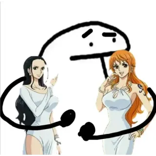 😎 sticker, florkofcows, one piece, nami, nico robin, desenho animado, meme telegram sticker
