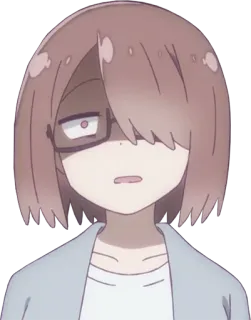 😰 Anime, Gadis, Kacamata, Lelah, Karakter, Orang telegram sticker