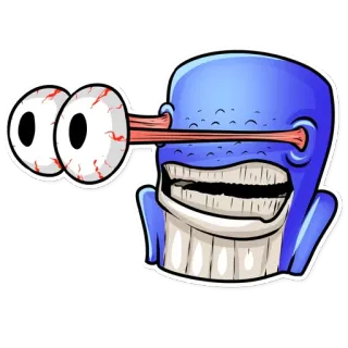 😱 olhos, desenho animado, assustador, monstro, estranho, azul, rosto telegram sticker