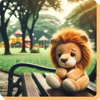 👩‍🏫 lew, pluszak, park, ławka, słodki, zabawka, pluszak whatsapp sticker