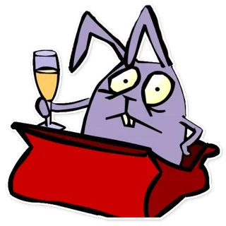 👛 coelho, animal, desenho animado, vinho, celebração, brinde whatsapp sticker