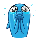 😭 poisson, pleurer, triste, bleu, dessin animé, larmes, émotion telegram sticker